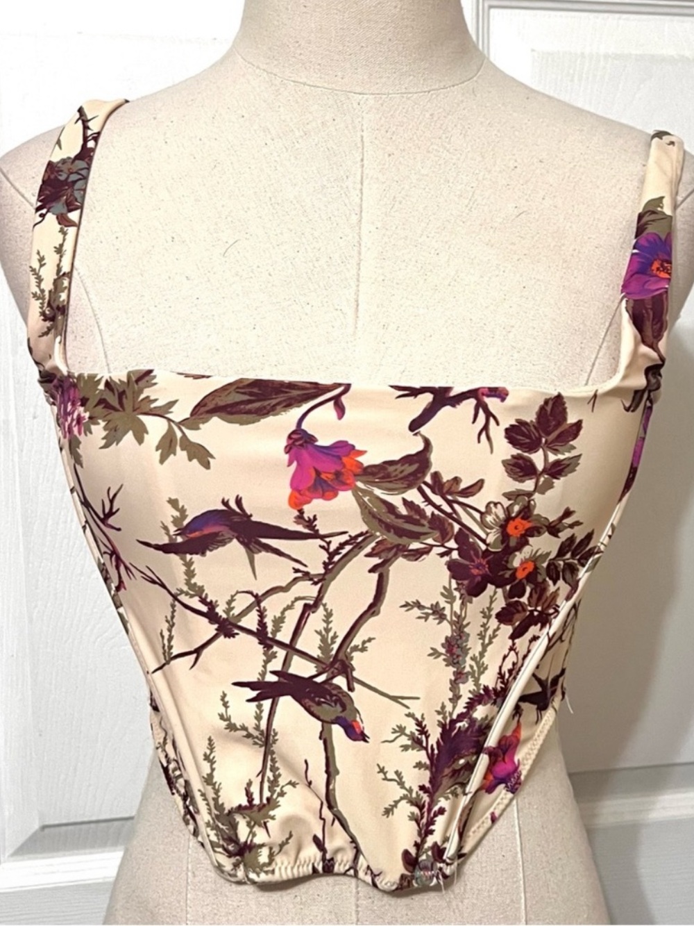Urban Outfitters Out From Under Lovestruck Floral Bird Corset Top